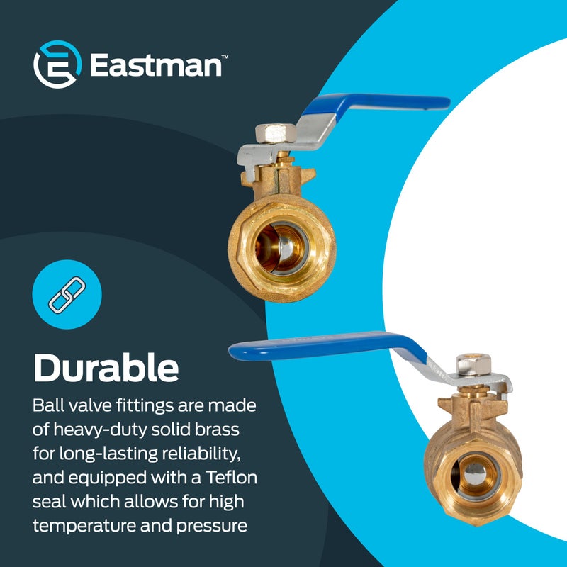 Eastman 3/4 Inch IPS Heavy Duty Full Port Ball Valve, Brass Plumbing Fitting, 20047LF - Image 4